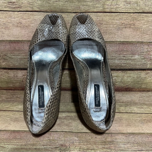 Dolce & Cabbana Snake Print Kitten Heels - Picture 6 of 9